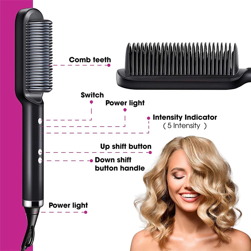 2-in-1 Hair Straightener & Curler Brush