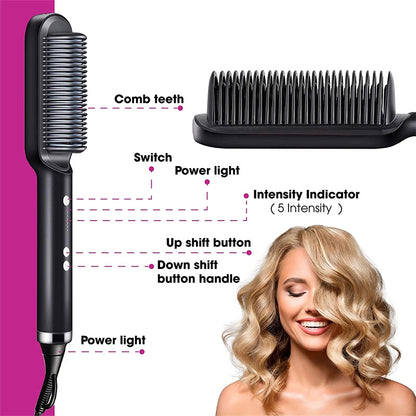 2-in-1 Hair Straightener & Curler Brush